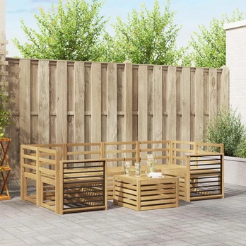 Lauko sofos komplektas 7 vnt. 6 vietos Baltas Solid Acacia Wood