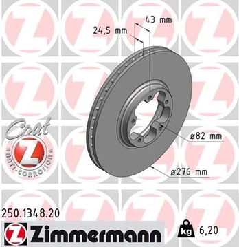 Stabdžių diskas ZIMMERMANN 250.1348.20