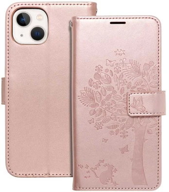 Gold MEZZO Book case for IPHONE 13 medžio rose auksinis