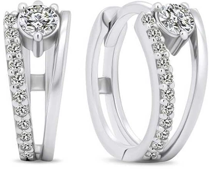 Brilio Silver Dazzling round earrings with zircons EA503W