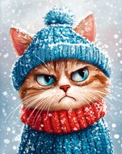 Beldizart Deimantų tapyba su porėmiu "Grumpy Winter Cat" 40x50 cm DP425 kaina