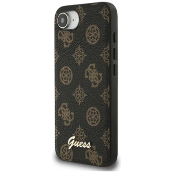 Dėklas Guess Peony Script Logo MagSafe do iPhone 16e juoda