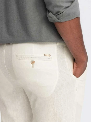 linen blend roll-up chino pants - cream v2 om-pacp-0198