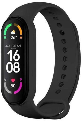Silikoninis dirželis XIAOMI Mi Band 5 / 6 / 7 juodas (01)