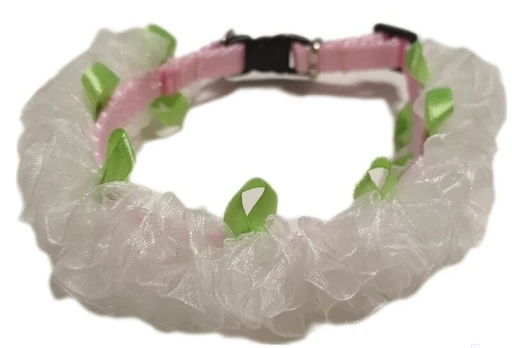 Antkaklis su tiuliu augintiniui Amibelle, baltas, 10
