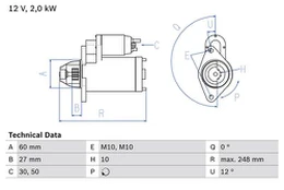 BOSCH 0 986 023 110 Starteris