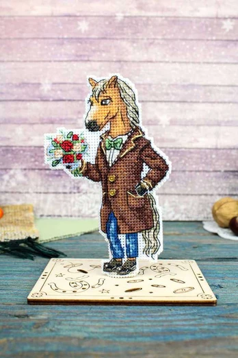 MP Studia Siuvinėjimo kryželiu rinkinys „Arklys su paltu“, 13×8 cm