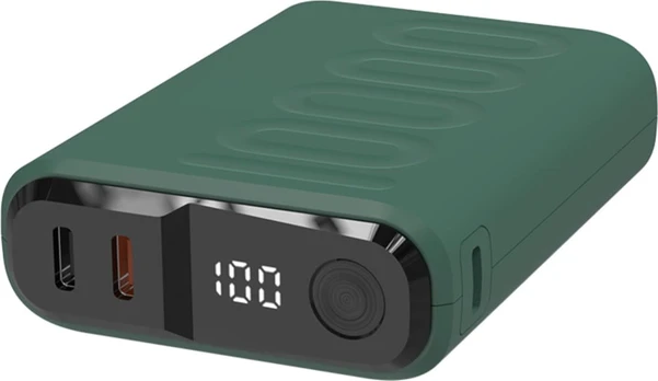 Powerbank RealPower PB-10000C PD+ 3x Type-C,Dunkelgrün