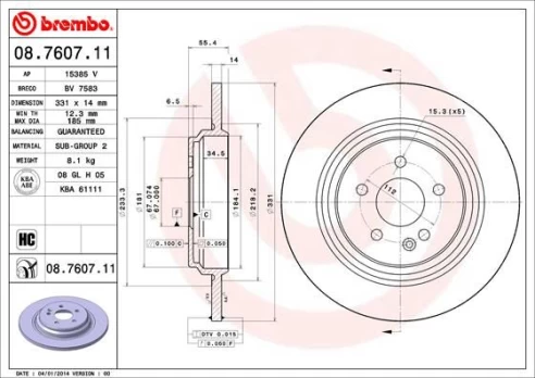 BREMBO 08.7607.11 Brake Disc