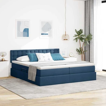 Saugos lova su čiužiniu Mėlyna 200 x 200 cm Dirbtinė oda