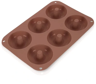 Silikoninė forma 6 spurgoms, ruda, 25,5 × 17,5 × 3,5 cm