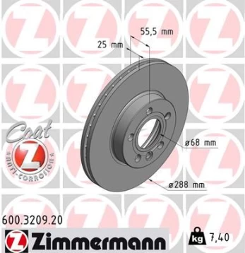 Stabdžių diskas ZIMMERMANN 600.3209.20