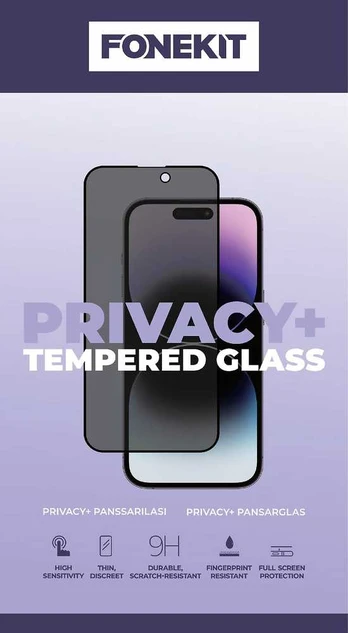 FoneKit Privacy+ viso dangčio grūdintas stiklas, iPhone 15 Pro