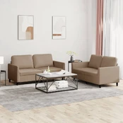 Sofa Sofos komplektas su pagalvėmis, 2 dalių, kapučino, dirbtinė oda kaina