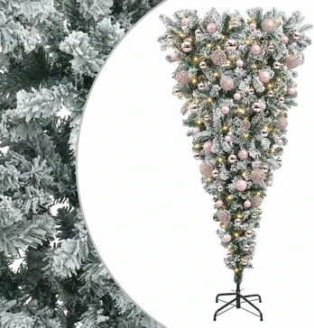 Apverstas dirbtinis Kalėdų eglutė su šakomis 180 cm 300 LED