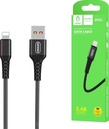 „Denmen“ USB-A – „Lightning“ kabelis, 1 m, juodos spalvos (35219)