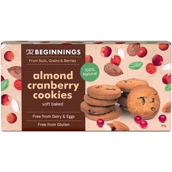Sausainiai migdolų su spanguolėmis THE BEGINNINGS, 80 g