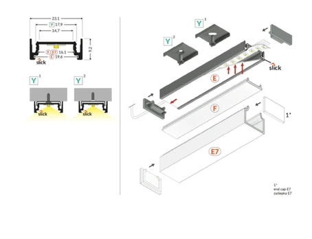 LED juostos paviršinis profilis SURFACE14.v2, juodas, 2m