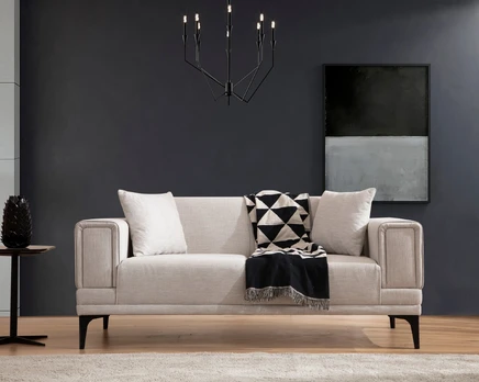 Dvivietė sofa, Hanah Home, Horizontas, Ecru, 85 x 77 x 170