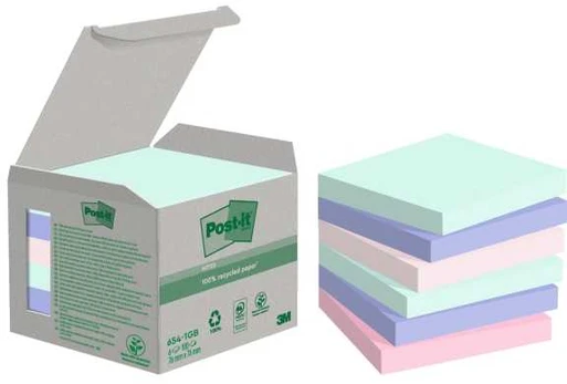 Post It 3M Lipnūs lapeliai 3M Post-it® Perdirbimo asorti 76mmx76mm 6vnt/pak 100L