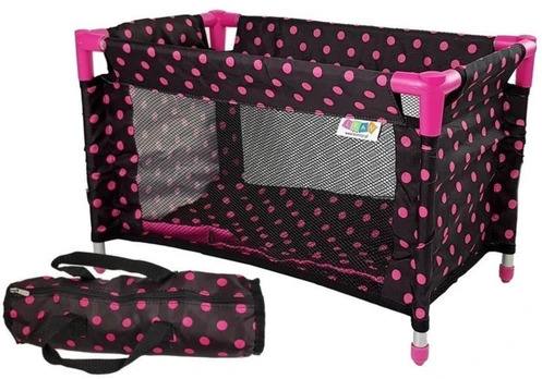 Lėlių lovytė Lean Toys Alice, juoda/rožinė