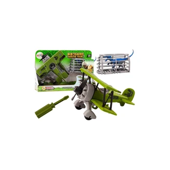 Lean Toys Plane Light plane Transporting Dinosaurs Cage Unscrewable Žalias