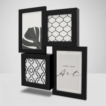 Rėmelis KNOR 3D 2x10x15+2x10x10 juodas matinis|plexi|28x32cm