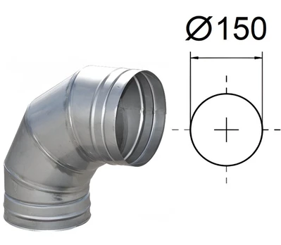 90° lenkimas. D-150 mm.