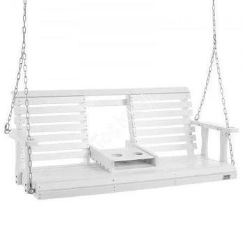 Medinis sūpynių suolas sodui 152 cm baltas