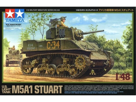 Tamiya - U.S. Light Tank M5A1 Stuart, 1/48, 32606