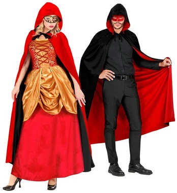 BLACK/RED REVERSIBLE HOODED CAPE140 cm