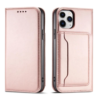 Dėklas Magnet Card Case for iPhone 12 Pro Max Rožinis