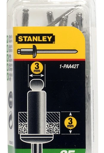 Aliuminės kniedės STANLEY, 3 x 3 mm, 25 vnt