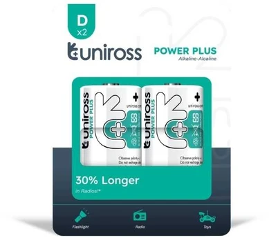 Uniross Batteries Power Plus Alkaline D/LR20 1.5V - PK2