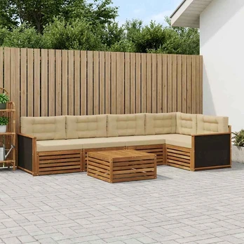 Lauko sofos komplektas 6 pcs Natūralus ir bežinis