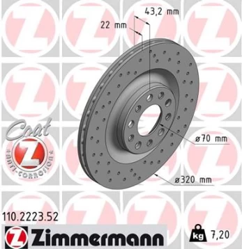 Stabdžių diskas ZIMMERMANN 110.2223.52