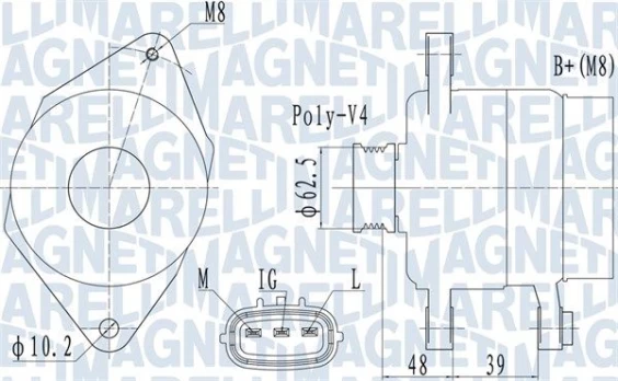Kintamosios srovės generatorius MAGNETI MARELLI 063731517010