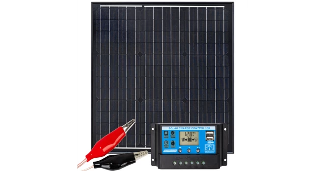 Saulės Baterija Su Įtampos Reguliatoriumi 40W 12V, Juoda