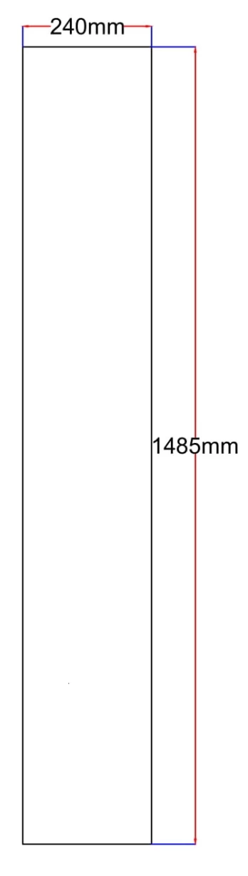 Dušo kabinos šoninis stiklas tiesus 240x1485 melsvas 3.111.