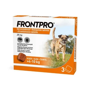 Frontpro kramtomos tabletės nuo erkių ir blusų šunims (4-10 kg), 1 vnt.