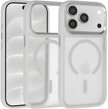 Dėklas Liavec Cloudy Case with Metal Camera Frame do Iphone 18 Pro Max/17 Pro Max pilka (Camera Control Button)