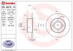 BREMBO 08.4874.14 Brake Disc kaina