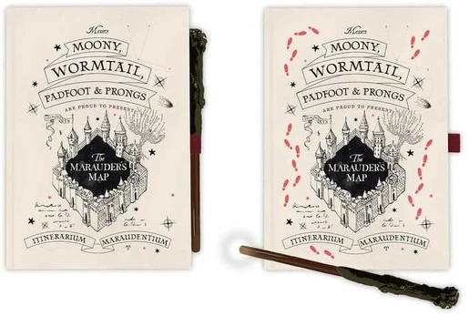 ERIK Harry Potter Marauders Map A5 premium notebook + wand pen