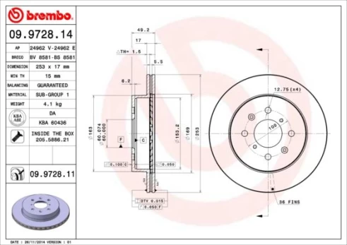 Stabdžių diskas BREMBO 09.9728.11