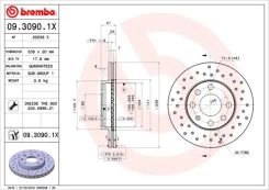 Stabdžių diskas BREMBO 09.3090.1X kaina