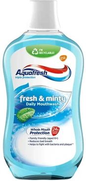 Aquafresh Fresh & Minty burnos skalavimo skystis 500ml kaina