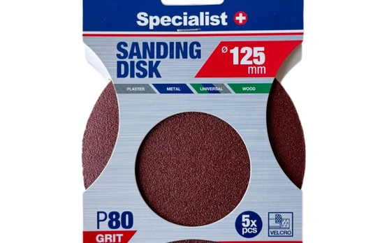 SPECIALIST+ šlifavimo popierius P80, 125 mm, 5 vnt.