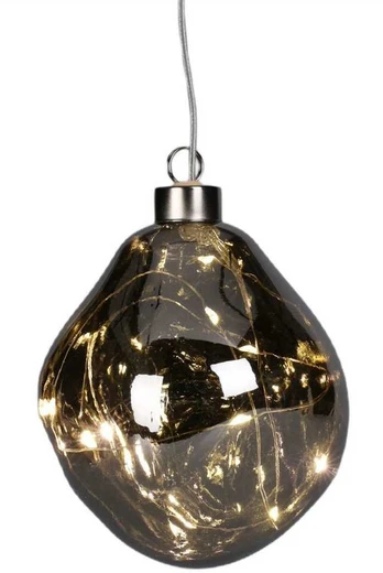 Christmas Decoration GLASS DROP LED BABBLE 10cm - SIDABARAS
