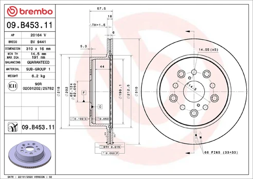 BREMBO 09.B453.11 Brake Disc