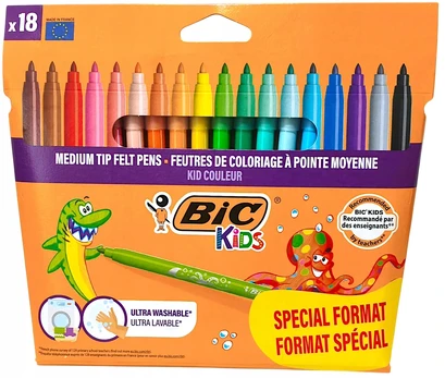 Bic Kids flomasteriai, 18 spalvų, plaunami